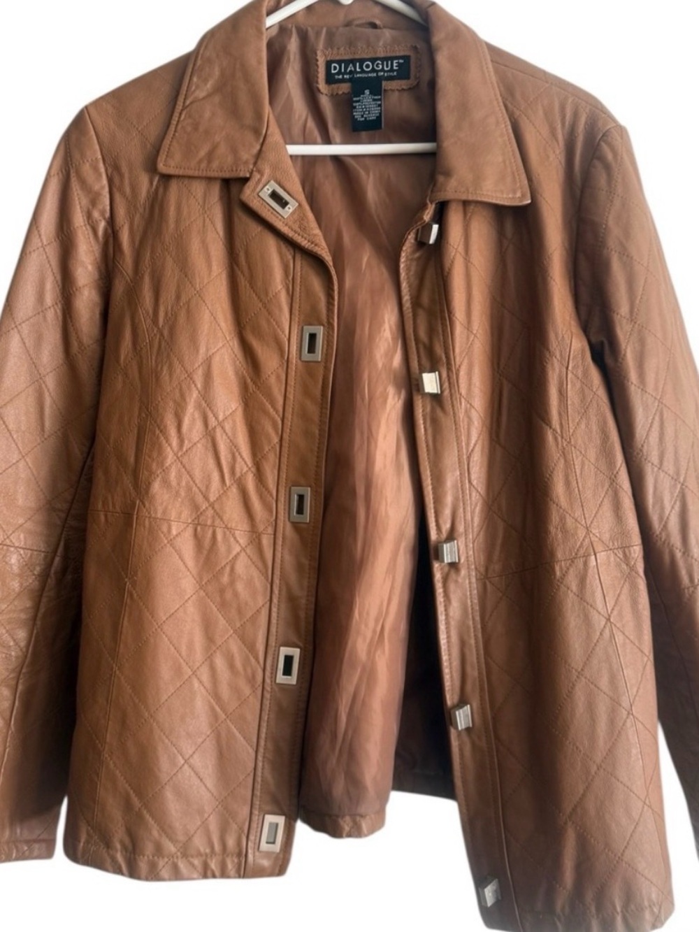 Dialogue Men's Quilted Brown Leather Shirt Jacket